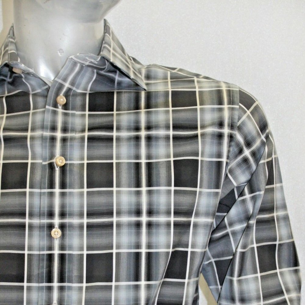 Men's Rufus Black | White | Grey Long Sleeve Button Down Shirt